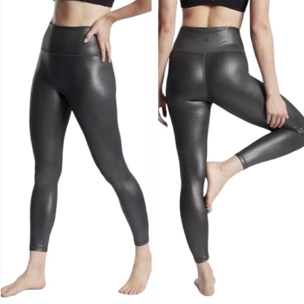 Athleta Elation Shine Ultra High Rise Leggings Size Medium Tall Charcoal Gray